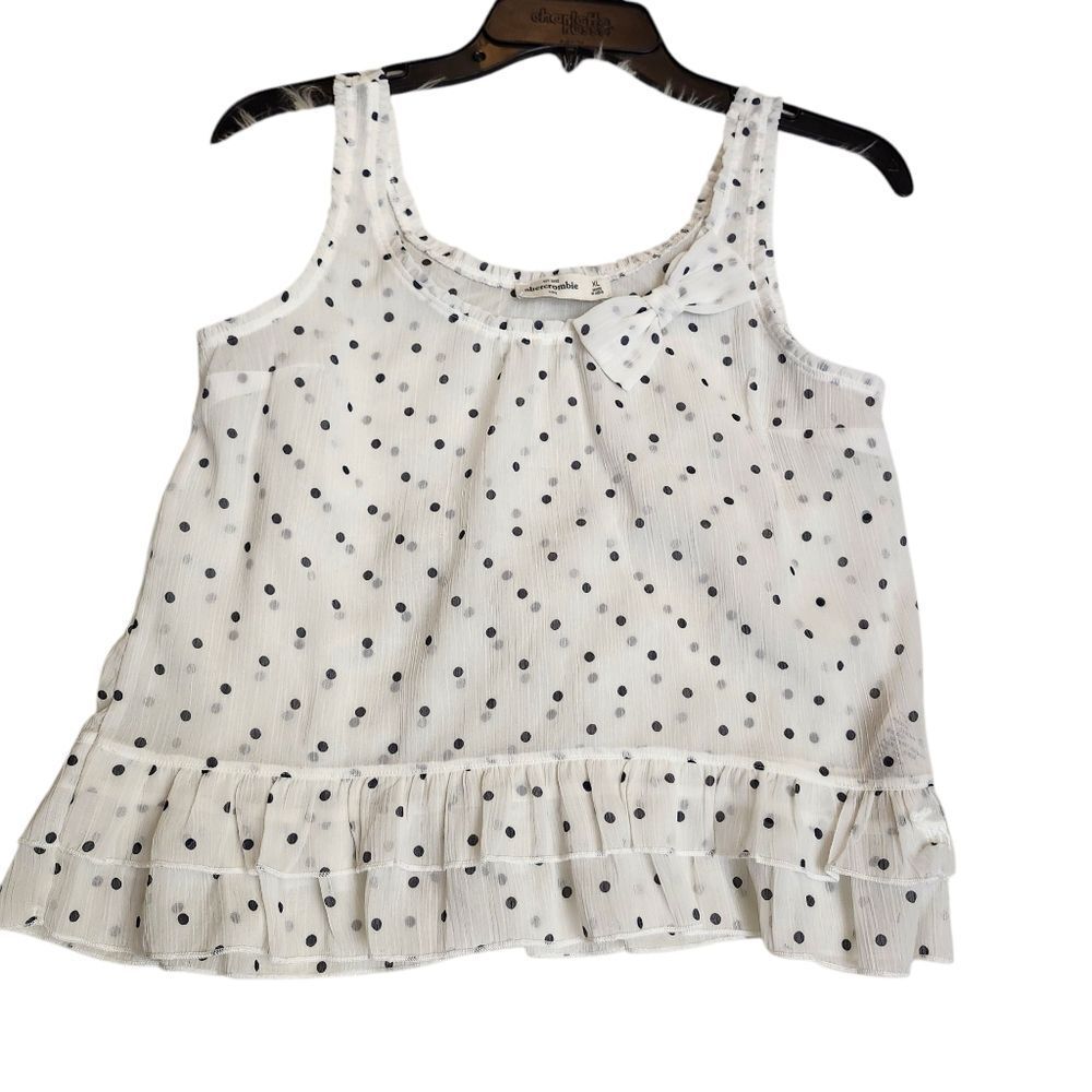 Abercrombie & Fitch Kids Sheer Polka Dot Tank‎ Bow Sz XL